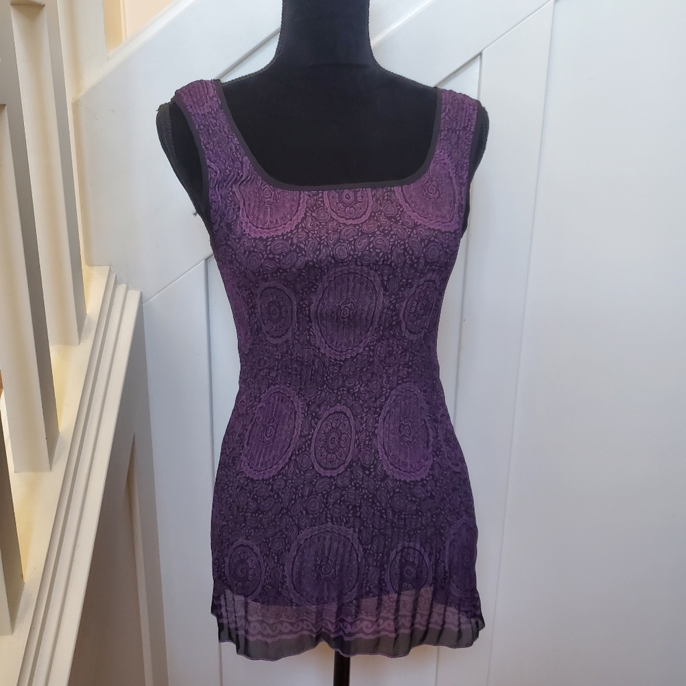 Elegant Purple pleated stretch tank top blouse